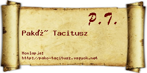 Pakó Tacitusz névjegykártya